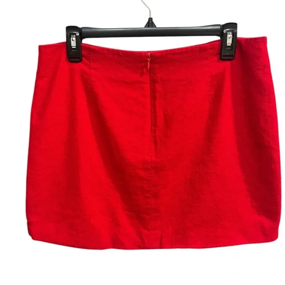 Express Linen Blend Red Mini Skirt - Large - Picture 2 of 6